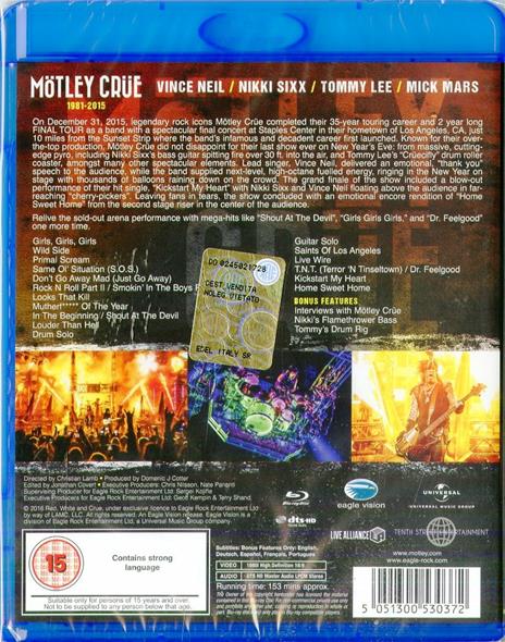 Motley Crue. The End. Live In Los Angeles (Blu-ray) - Blu-ray di Mötley Crüe - 2