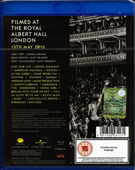 Iggy Pop. Post Pop Depression. Live at the Royal Albert Hall (Blu-ray) - Blu-ray di Iggy Pop - 2