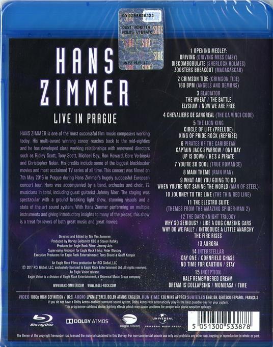 Live in Prague (Blu-ray) - Blu-ray di Hans Zimmer - 2