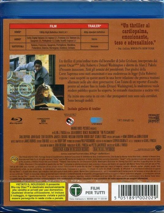 Il rapporto Pelican di Alan J. Pakula - Blu-ray - 2