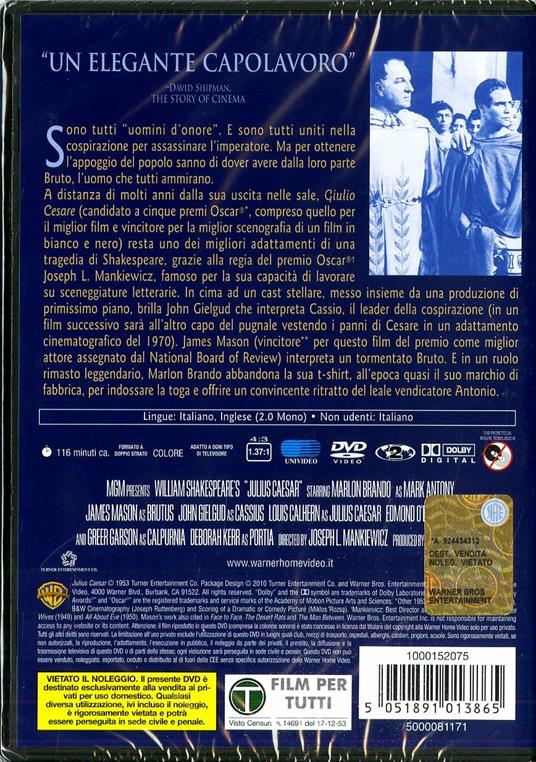 Giulio Cesare di Joseph Leo Mankiewicz - DVD - 2