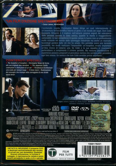 Inception di Christopher Nolan - DVD - 2