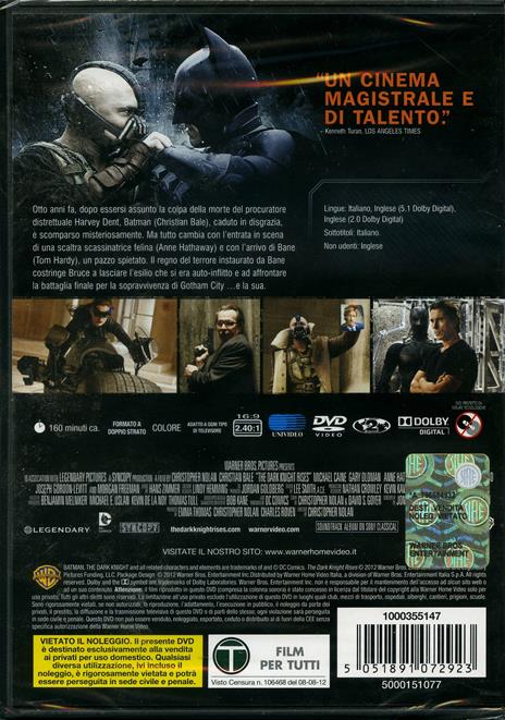 Il Cavaliere Oscuro. Il ritorno di Christopher Nolan - DVD - 2