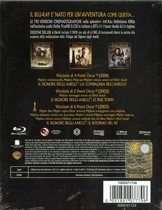 Signore degli anelli. La trilogia cinematografica (3 Blu-ray) - Blu-ray -  Film di Peter Jackson Fantasy e fantascienza