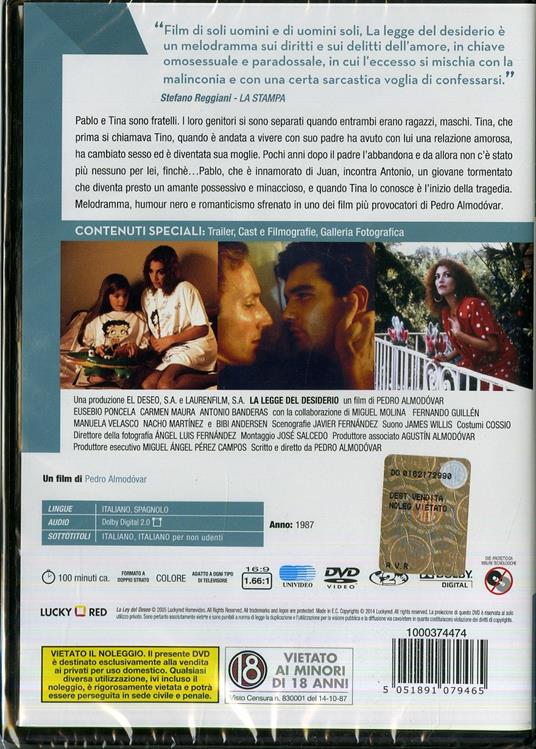 La legge del desiderio di Pedro Almodóvar - DVD - 2