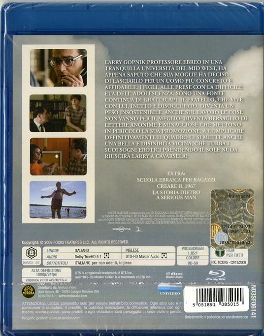 A Serious Man di Joel Coen,Ethan Coen - Blu-ray - 2