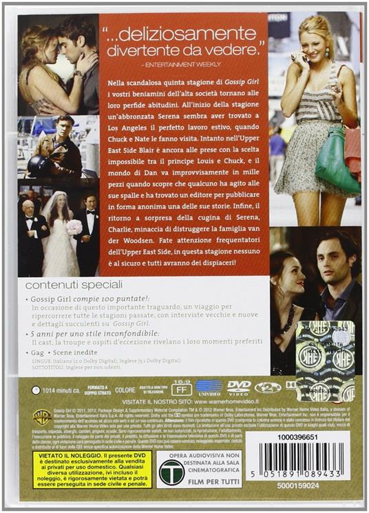 Gossip Girl. Stagione 5 (5 DVD) di Mark Piznarski,Larry Shaw,Tate Donovan,Joe Lazarov - DVD - 2