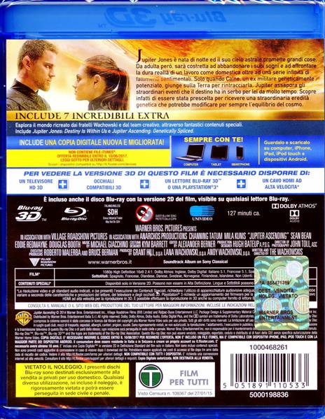 Jupiter. Il destino dell'universo 3D (Blu-ray + Blu-ray 3D) di Andy Wachowski,Lana Wachowski - 2