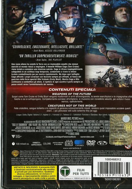 Edge of Tomorrow. Senza domani di Doug Liman - DVD - 2