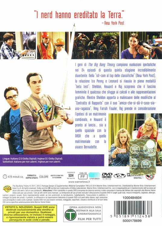 The Big Bang Theory. Stagione 5 (3 DVD) di Mark Cendrowski,Peter Chakos,Anthony Joseph Rich - DVD - 2