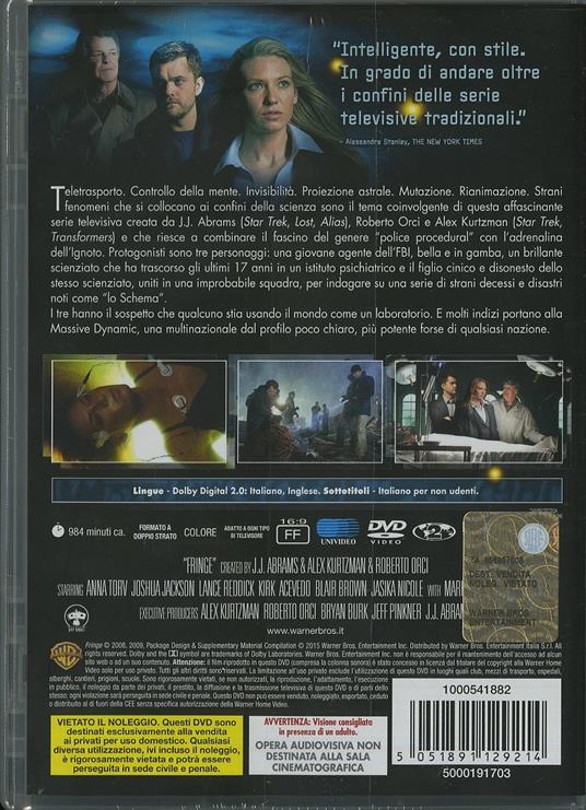 Fringe. Stagione 1 (7 DVD) di Fred Toye,Brad Anderson,Paul A. Edwards - DVD - 2
