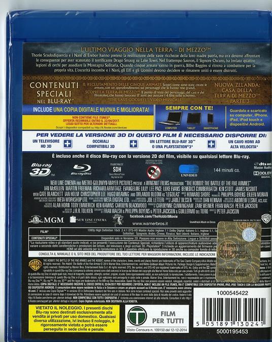 Lo Hobbit. La battaglia delle cinque armate 3D (2 Blu-ray + 2 Blu-ray 3D) di Peter Jackson - 2