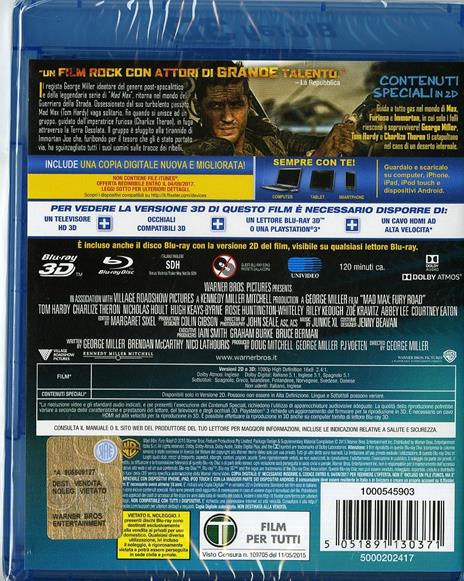 Mad Max. Fury Road 3D (Blu-ray + Blu-ray 3D) di George Miller - Blu-ray + Blu-ray 3D - 2