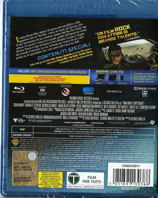 Mad Max. Fury Road di George Miller - Blu-ray - 2
