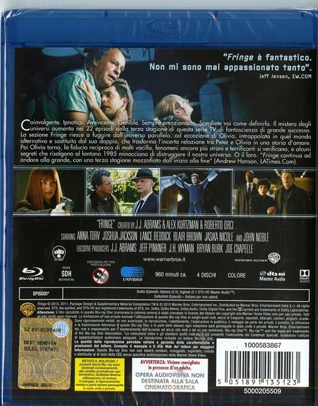 Fringe. Stagione 3 (4 Blu-ray) di Fred Toye,Brad Anderson,Paul A. Edwards - Blu-ray - 2
