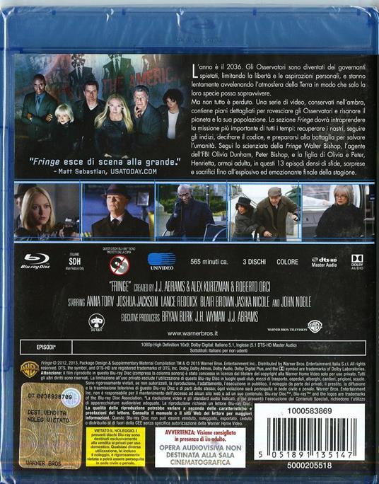 Fringe. Stagione 5 (3 Blu-ray) di Fred Toye,Brad Anderson,Paul A. Edwards - Blu-ray - 2
