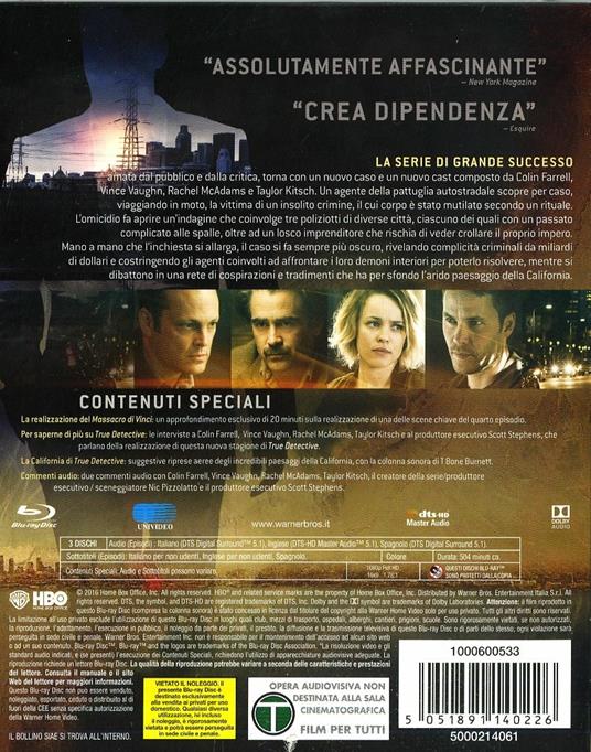 True Detective. Stagione 2. Serie TV ita (3 Blu-ray) di Cary Fukunaga,Justin Lin,Daniel Attias,Janus Metz Pedersen - Blu-ray - 2