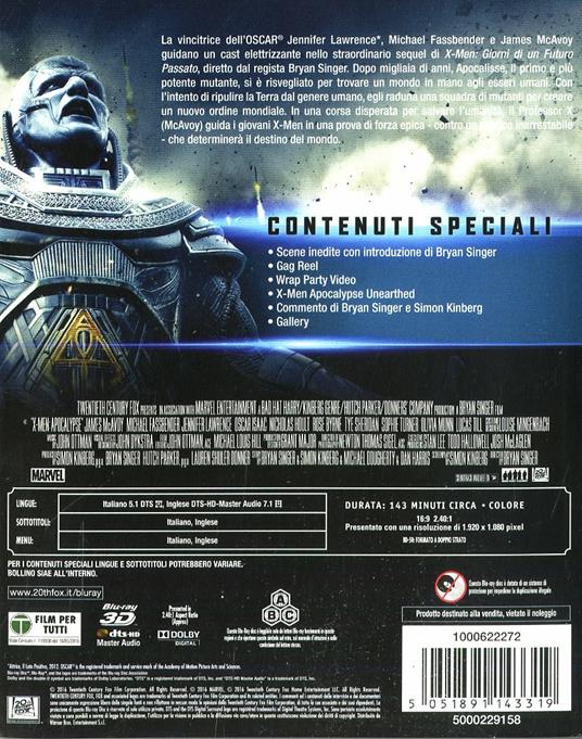 X-Men. Apocalisse (Blu-ray + Blu-ray 3D) di Bryan Singer - Blu-ray + Blu-ray 3D - 2