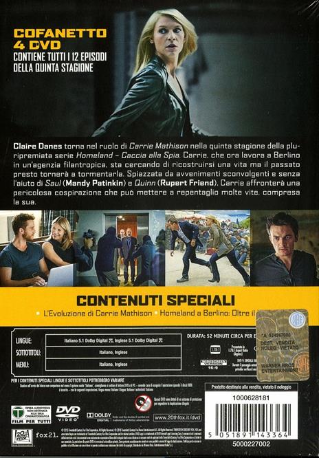 Homeland. Stagione 5. Serie TV ita (4 DVD) di Michael Cuesta,Guy Ferland,Daniel Attias - DVD - 2
