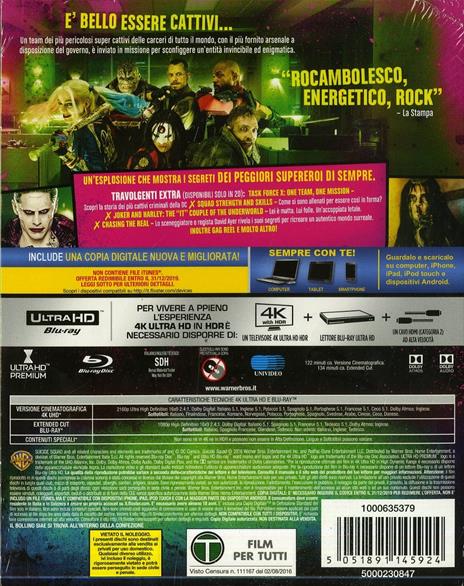 Suicide Squad (Blu-ray + Blu-ray 4K Ultra HD) di David Ayer - Blu-ray + Blu-ray Ultra HD 4K - 2