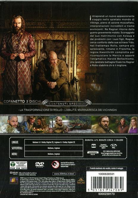 Vikings. Stagione 4. Vol. 1. Serie TV ita (3 DVD) di Ken Girotti,Ciaran Donnelly,Johan Renck - DVD - 2
