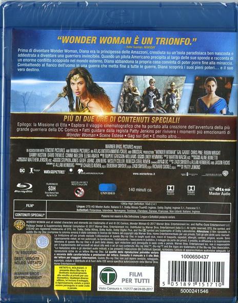 Wonder Woman (Blu-ray) di Patty Jenkins - Blu-ray - 2