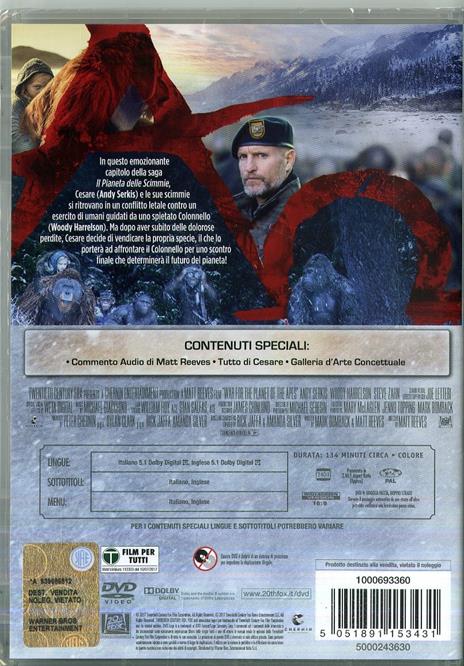 The War. Il pianeta delle scimmie (DVD) di Matt Reeves - DVD - 2