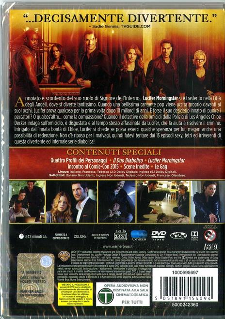 Lucifer. Stagione 1. Serie TV ita (3 DVD) di Len Wiseman,Nathan Hope,Greg Beeman,Karen Gaviola - DVD - 2