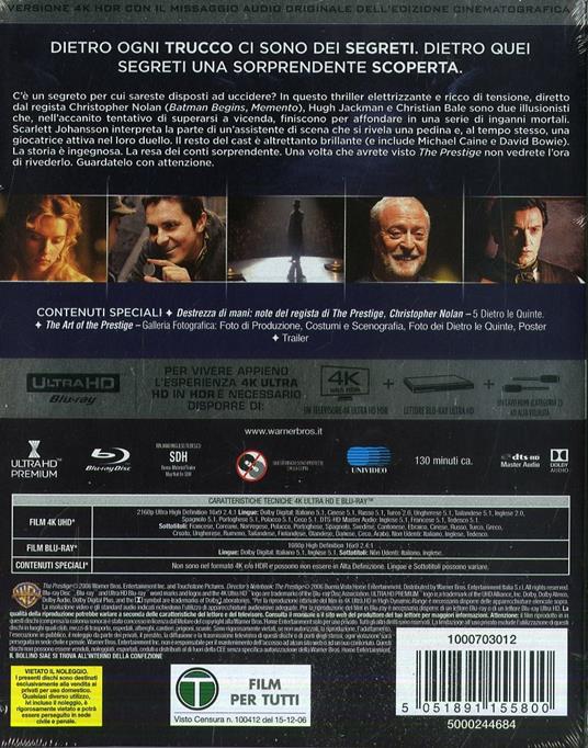 The Prestige (Blu-ray + Blu-ray 4K Ultra HD) di Christopher Nolan - 2