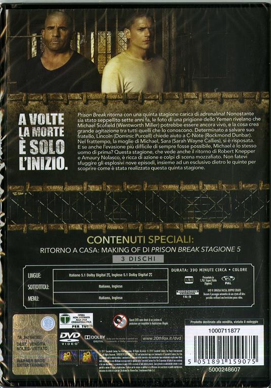 Prison Break. Stagione 5. Serie TV ita (3 DVD) di Nelson McCormick,Maja Vrvilo,Guy Ferland,Kevin Tancharoen - DVD - 2