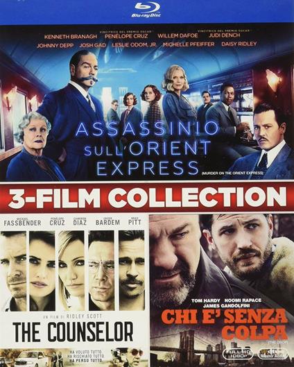 Assassinio sull'Orient Express - The Counselor - The Drop (3 Blu-ray) di Kenneth Branagh,Michael R. Roskam - Blu-ray