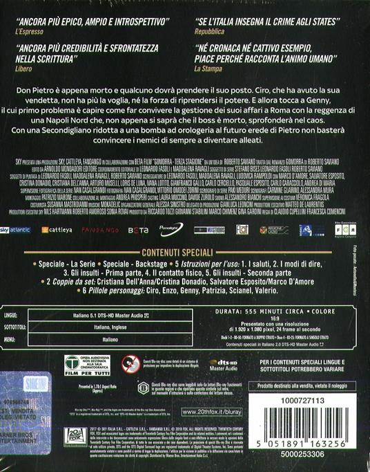 Gomorra. Stagione 03 (4 Blu-ray) di Stefano Sollima,Francesca Comencini,Claudio Cupellini - Blu-ray - 2