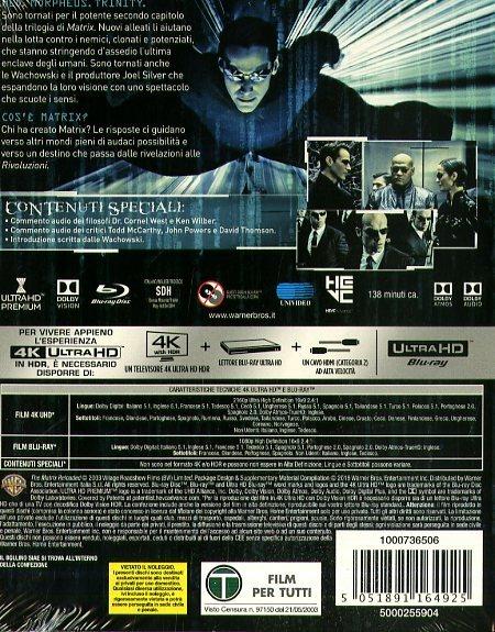 Matrix Reloaded (Blu-ray + Blu-ray 4K Ultra HD) di Andy Wachowski,Larry Wachowski - Blu-ray + Blu-ray Ultra HD 4K - 2