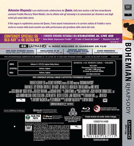 Bohemian Rhapsody (Blu-ray + Blu-ray Ultra HD 4K) di Bryan Singer - Blu-ray + Blu-ray Ultra HD 4K - 2