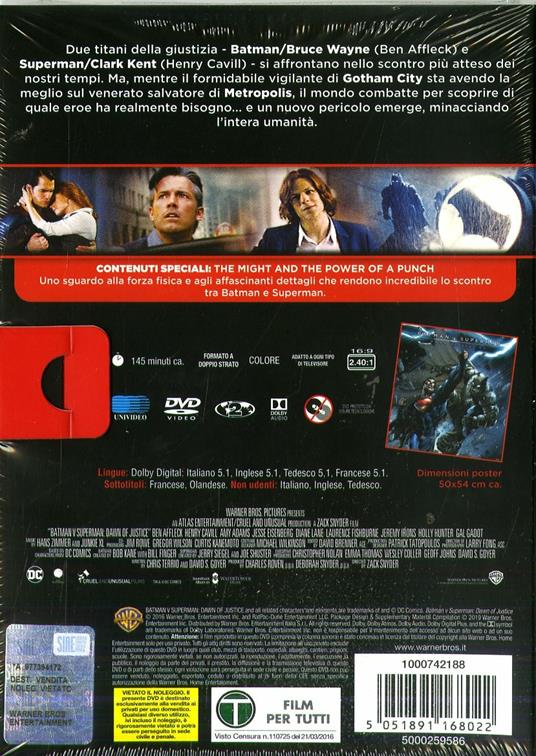 Batman V Superman. Dawn of Justice. Movie Poster (DVD) di Zack Snyder - DVD - 2
