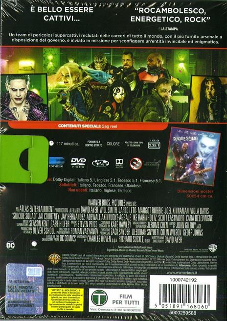 Suicide Squad. Movie Poster (DVD) di David Ayer - DVD - 2