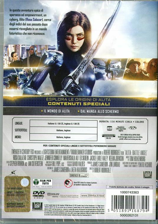 Alita. Angelo della battaglia (DVD) di Robert Rodriguez - DVD - 2