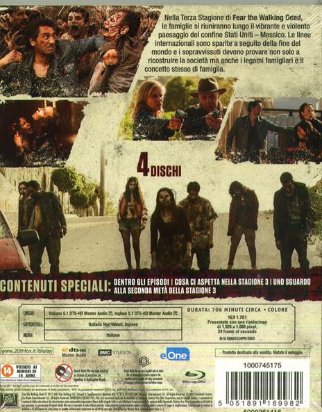 Fear the Walking Dead. Stagione 3. Serie TV ita (4 Blu-ray) di Adam Davidson,Kari Skogland,Stefan Schwartz - Blu-ray - 2