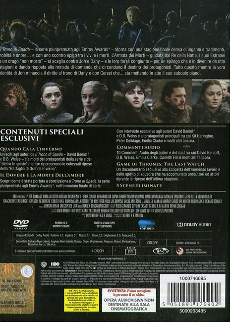 Il trono di spade. Game of Thrones. Stagione 8. Serie TV ita (3 DVD) di David Nutter,Miguel Sapochnik,David Benioff,D.B. Weiss - DVD - 2