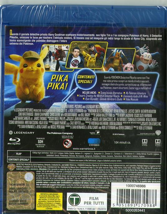 Detective Pikachu (Blu-ray) di Rob Letterman - Blu-ray - 2