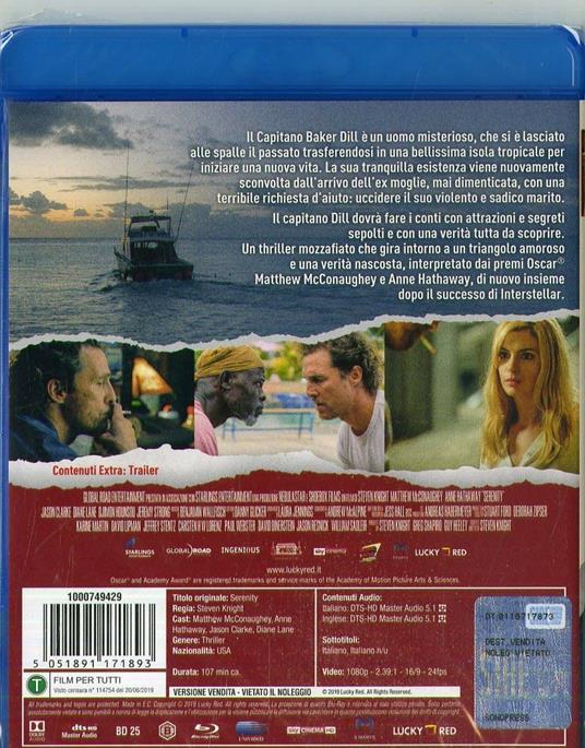 Serenity. L'isola dell'inganno (Blu-ray) di Steven Knight - Blu-ray - 2