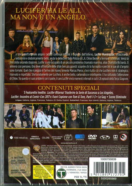 Lucifer. Stagione 3. Serie TV ita (DVD) di Len Wiseman,Nathan Hope,Greg Beeman,Karen Gaviola - DVD - 2