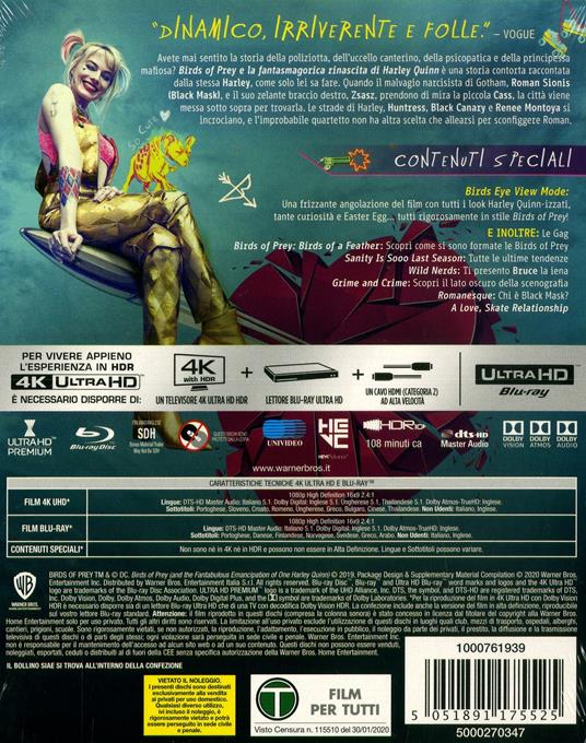 Birds of Prey e la fantasmagorica rinascita di Harley Quinn (Blu-ray + Blu-ray Ultra HD 4K) di Cathy Yan - Blu-ray + Blu-ray Ultra HD 4K - 2