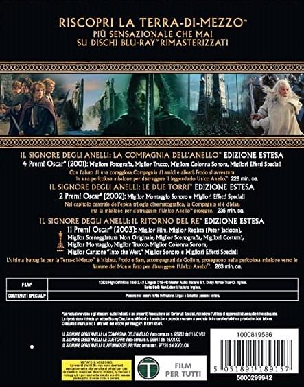 signore degli anelli. Trilogia Extended rimasterizzata (6 Blu-ray) -  Blu-ray - Film Fantasy e fantascienza | IBS
