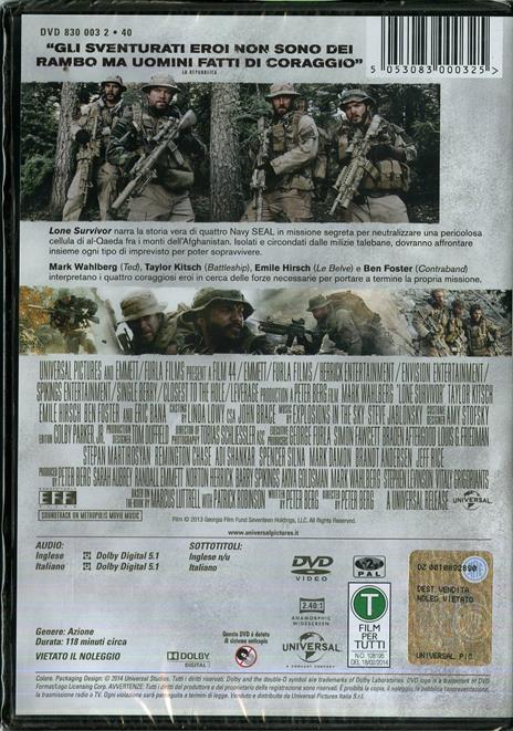Lone Survivor di Peter Berg - DVD - 2