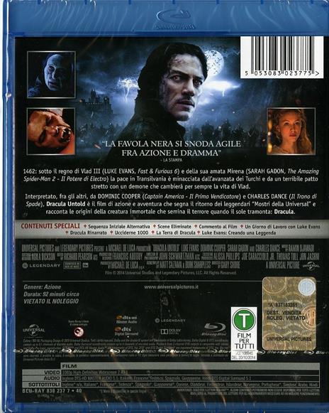 Dracula Untold di Gary Shore - Blu-ray - 2