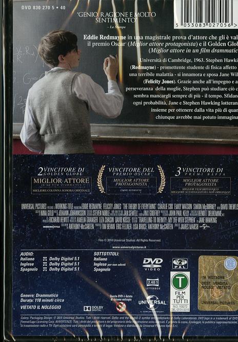 La teoria del tutto di James Marsh - DVD - 2