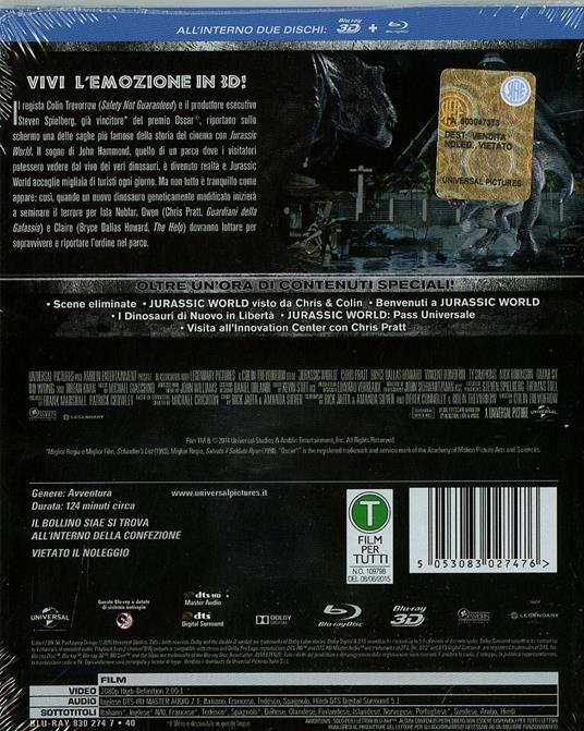 Jurassic World 3D (Blu-ray + Blu-ray 3D) di Colin Trevorrow - 2