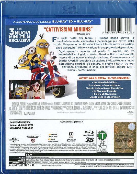 Minions 3D (Blu-ray + Blu-ray 3D) di Kyle Balda,Pierre Coffin - 2