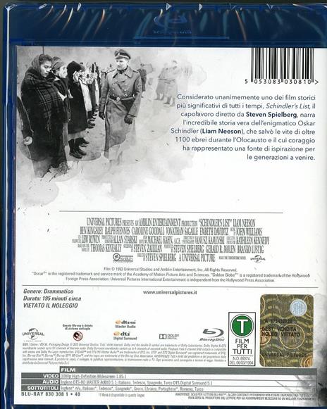 Schindler's List di Steven Spielberg - Blu-ray - 2